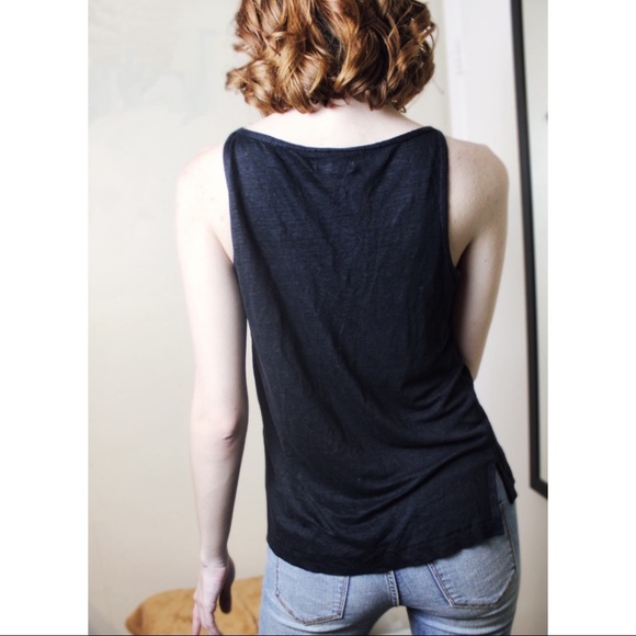 Madewell Modern Linen Tank In Black - Picture 2 of 11